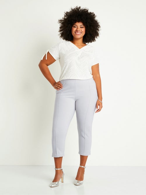 Pantalones cropped con cintura elástica de canalé - Afibel - Kiabi