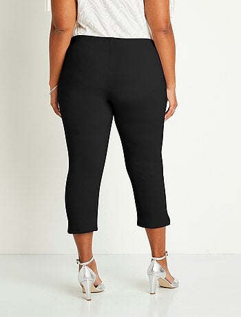 Pantalones cropped con cintura elástica de canalé - Afibel