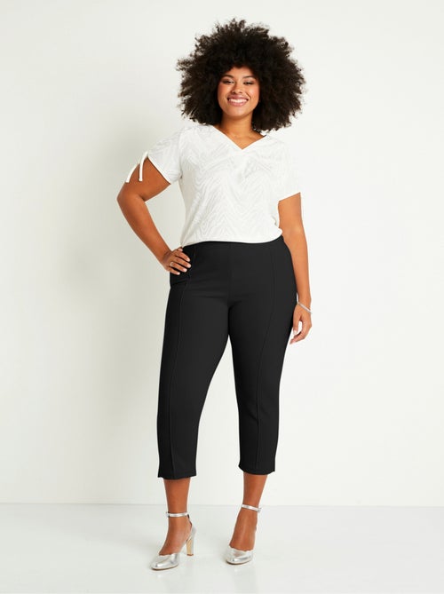 Pantalones cropped con cintura elástica de canalé - Afibel - Kiabi Pantalones cropped con cintura elástica de canalé - Afibel - Kiabi