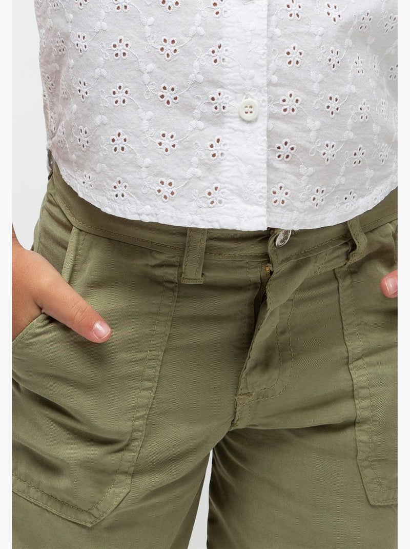 Pantalones culotte de niña kaki Verde claro - Kiabi