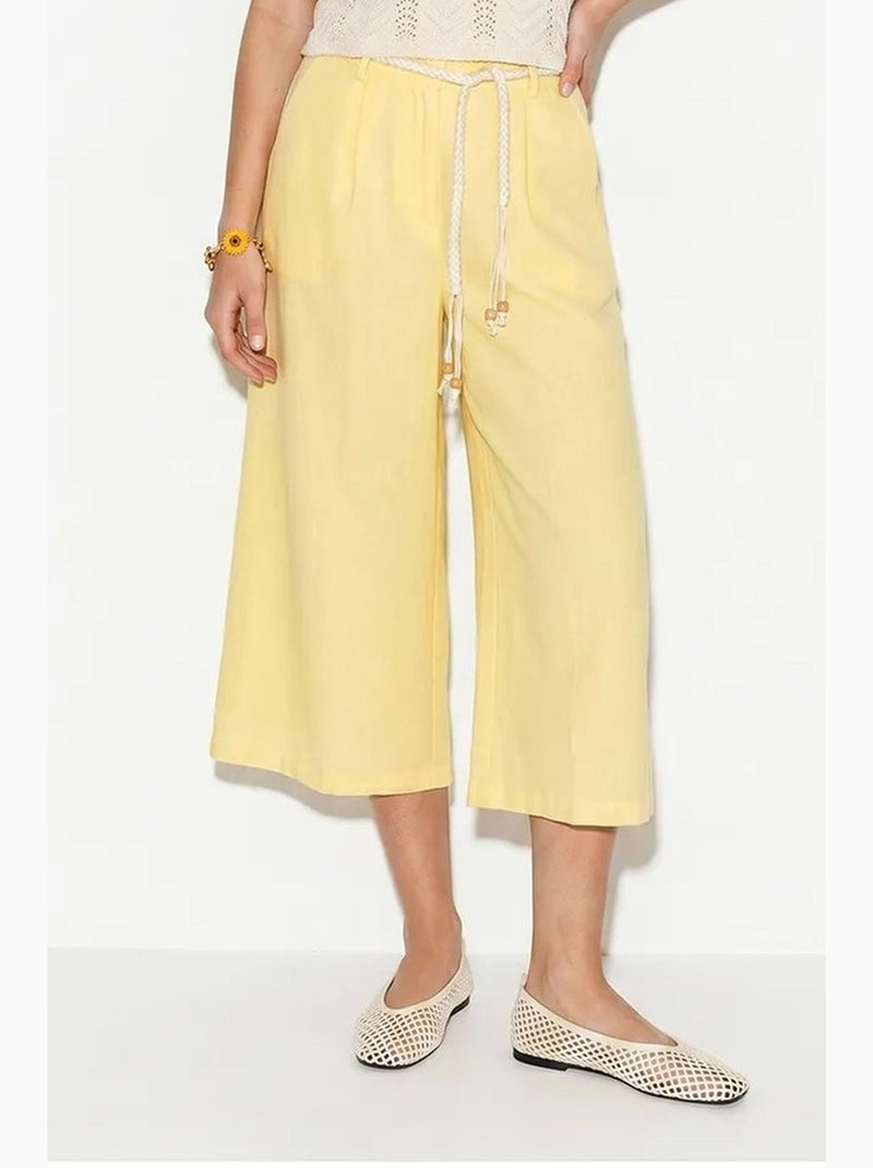 Pantalones culotte de poliéster para mujer lucci Amarillo limón - Kiabi