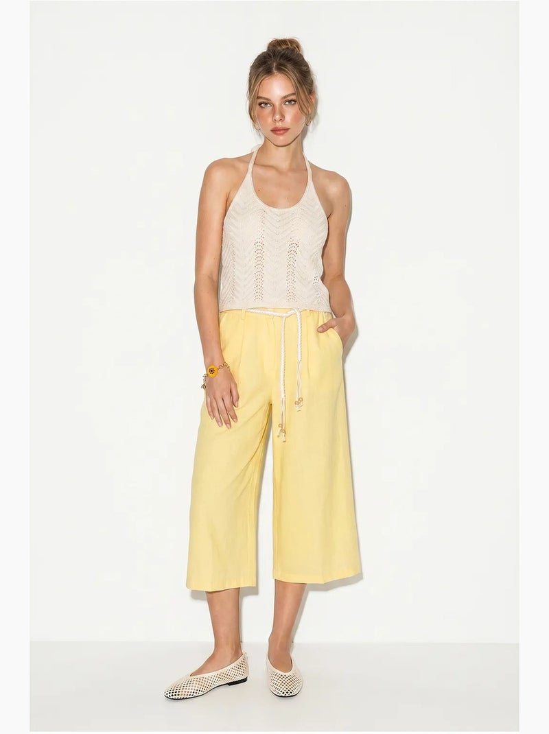 Pantalones culotte de poliéster para mujer lucci Amarillo limón - Kiabi