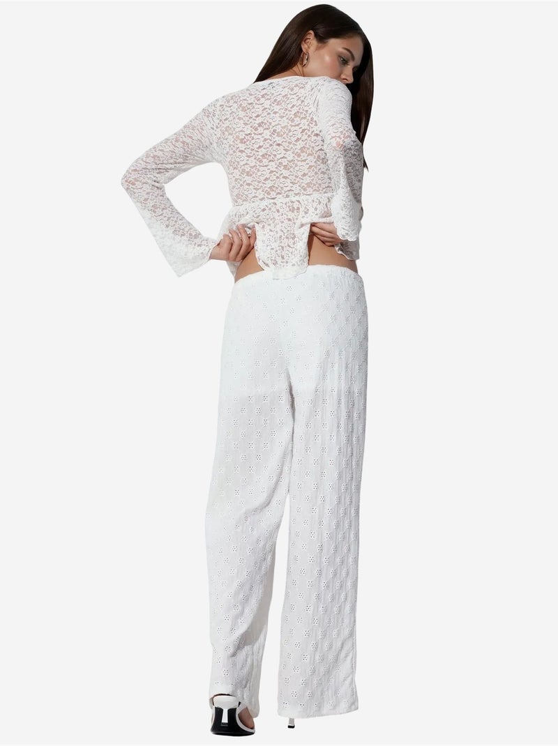 Pantalones de algodón de mujer de pernera recta busem Blanco - Kiabi