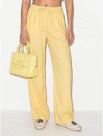 Pantalones de algodón de pernera ancha con cintura de cordón lucci