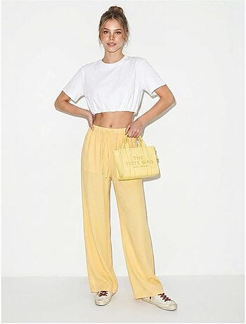 Pantalones de algodón de pernera ancha con cintura de cordón lucci