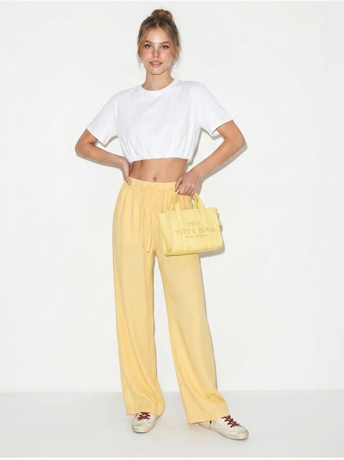 Pantalones de algodón de pernera ancha con cintura de cordón lucci - Kiabi