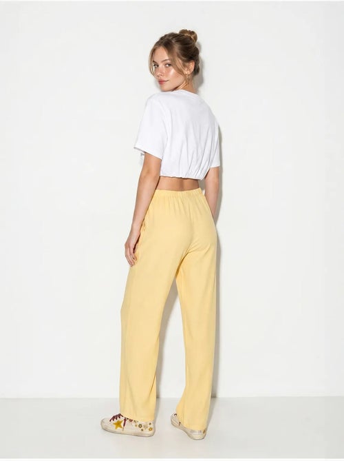 Pantalones de algodón de pernera ancha con cintura de cordón lucci - Kiabi