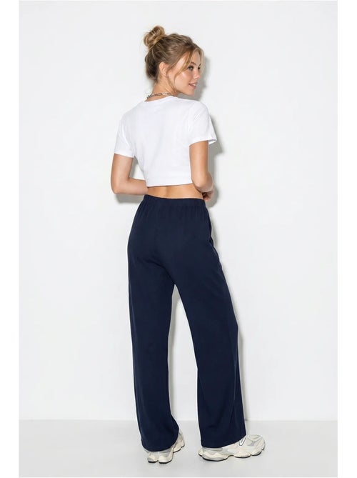 Pantalones de algodón de pernera ancha con cintura de cordón lucci - Kiabi Pantalones de algodón de pernera ancha con cintura de cordón lucci - Kiabi