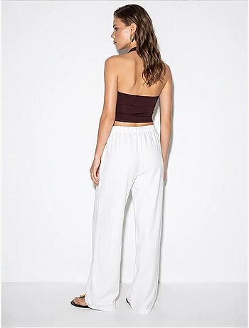Pantalones de algodón de pernera ancha con cintura de cordón lucci