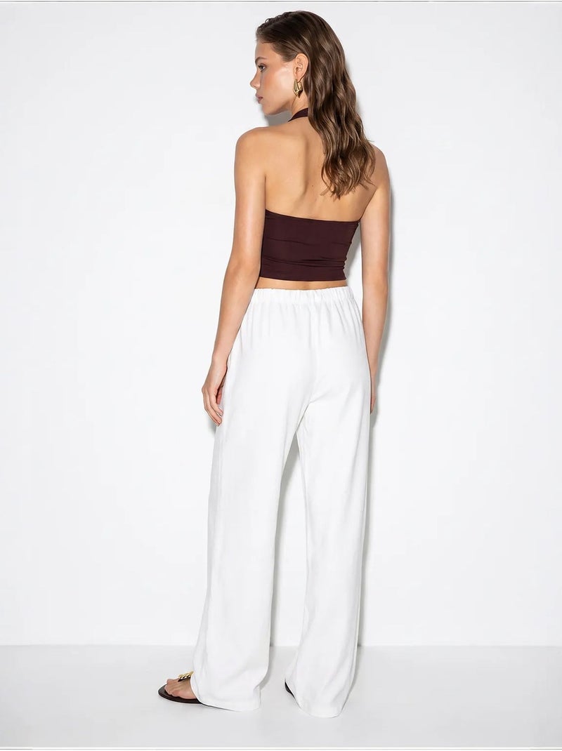 Pantalones de algodón de pernera ancha con cintura de cordón lucci Blanco - Kiabi