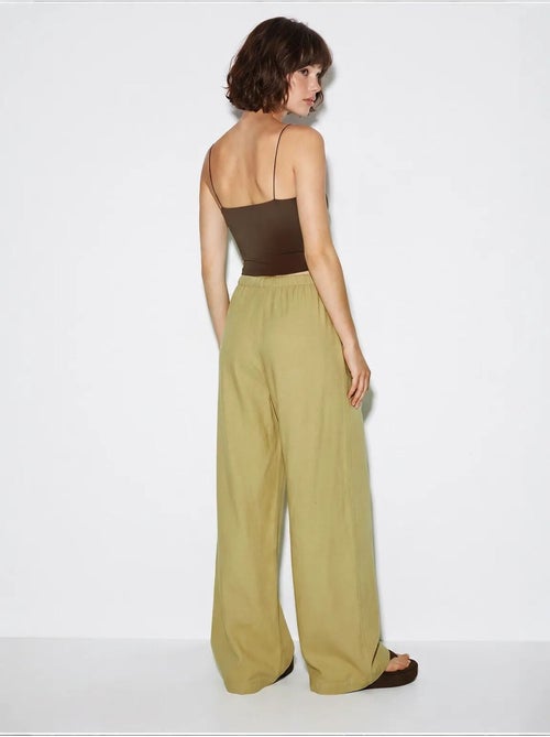 Pantalones de algodón de pernera ancha con cintura de cordón lucci - Kiabi