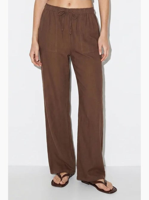 Pantalones de algodón de pernera ancha con cintura de cordón lucci - Kiabi Pantalones de algodón de pernera ancha con cintura de cordón lucci - Kiabi