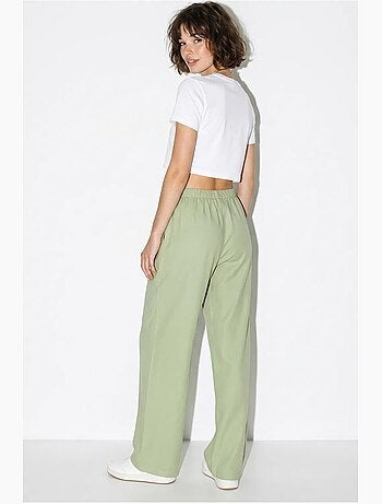 Pantalones de algodón de pernera ancha con cintura de cordón lucci