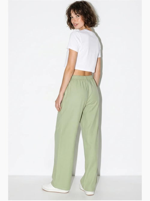 Pantalones de algodón de pernera ancha con cintura de cordón lucci - Kiabi Pantalones de algodón de pernera ancha con cintura de cordón lucci - Kiabi