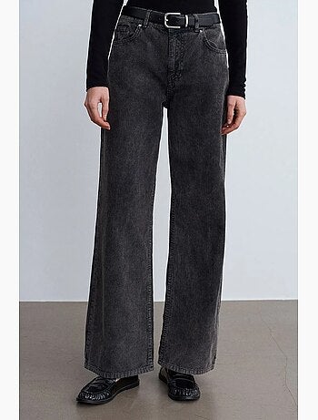 Pantalones de algodón de tiro alto y pernera ancha dilvin