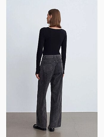 Pantalones de algodón de tiro alto y pernera ancha dilvin
