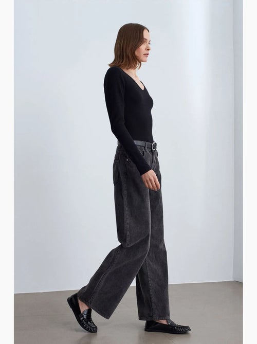 Pantalones de algodón de tiro alto y pernera ancha dilvin - Kiabi Pantalones de algodón de tiro alto y pernera ancha dilvin - Kiabi
