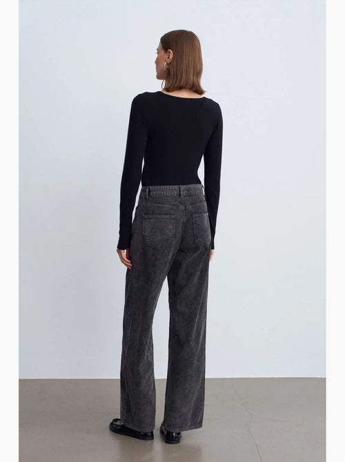 Pantalones de algodón de tiro alto y pernera ancha dilvin - Kiabi Pantalones de algodón de tiro alto y pernera ancha dilvin - Kiabi