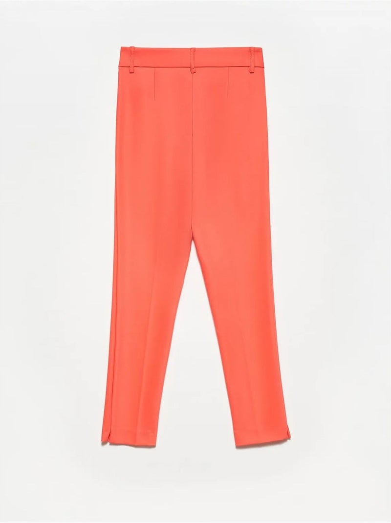 Pantalones de algodón de tiro alto y pernera recta dilvin Coral - Kiabi