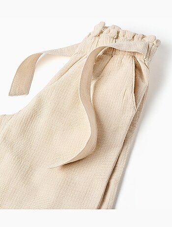 Pantalones de algodón dobby con cinturón
