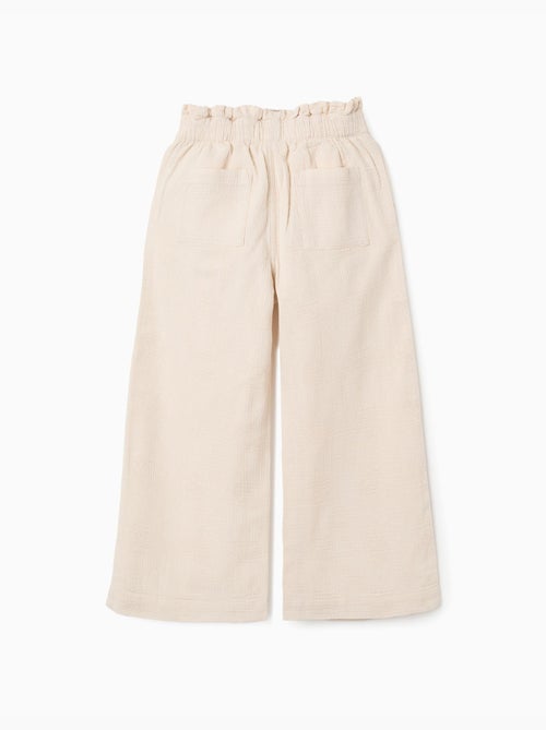 Pantalones de algodón dobby con cinturón - Kiabi
