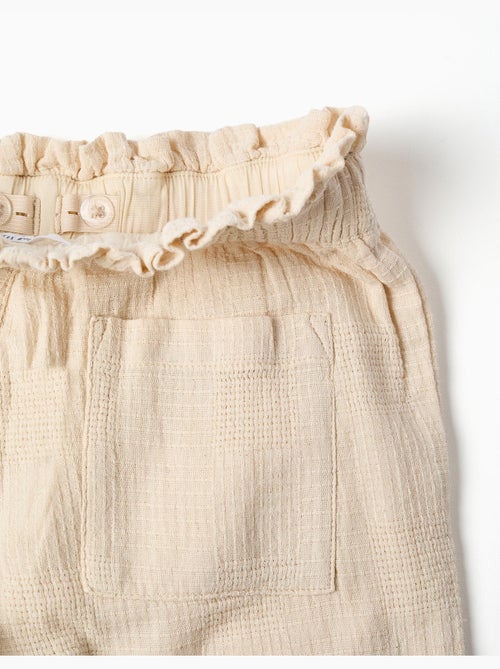 Pantalones de algodón dobby con cinturón - Kiabi