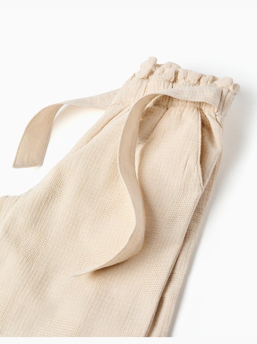 Pantalones de algodón dobby con cinturón - Kiabi