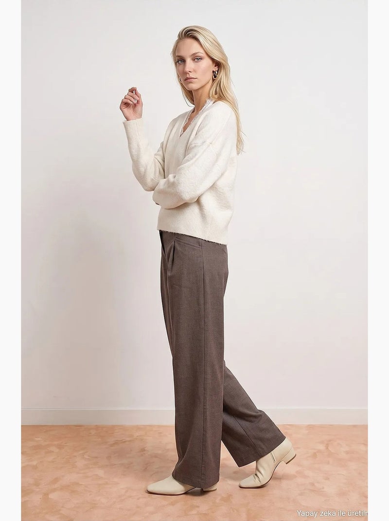 Pantalones de algodón para mujer dilvin Taupe - Kiabi
