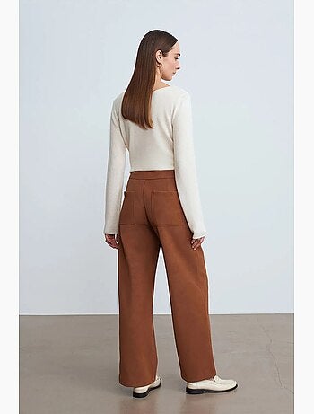 Pantalones de ante sintético de tiro alto y pernera ancha dilvin