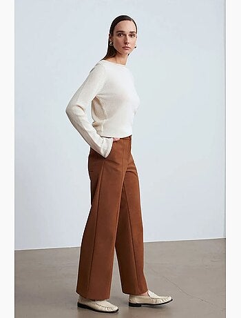 Pantalones de ante sintético de tiro alto y pernera ancha dilvin