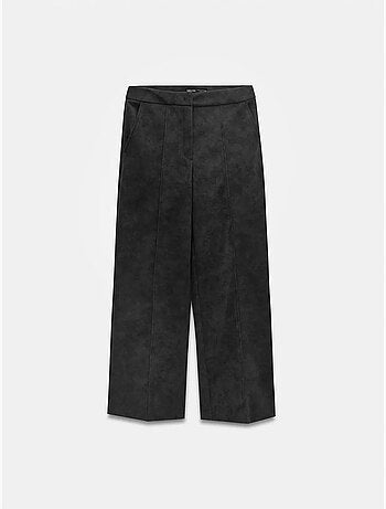 Pantalones de ante sintético de tiro alto y pernera ancha dilvin