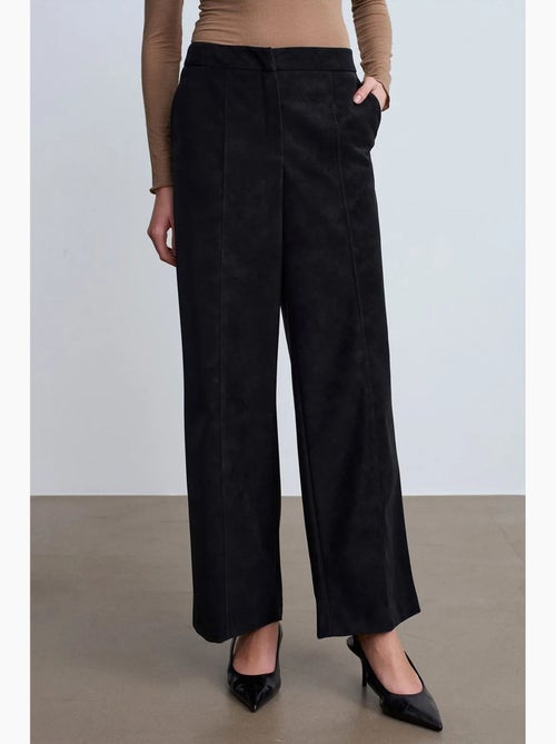 Pantalones de ante sintético de tiro alto y pernera ancha dilvin - Kiabi
