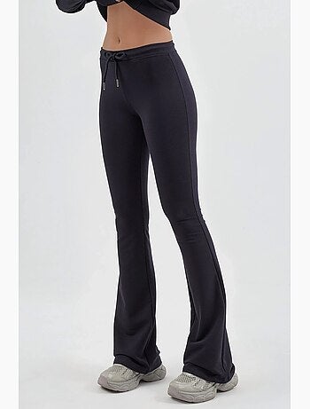 Pantalones de chándal de pierna acampanada de talle medio con cordón busem