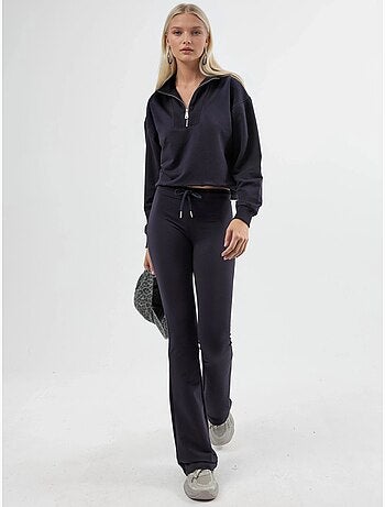 Pantalones de chándal de pierna acampanada de talle medio con cordón busem
