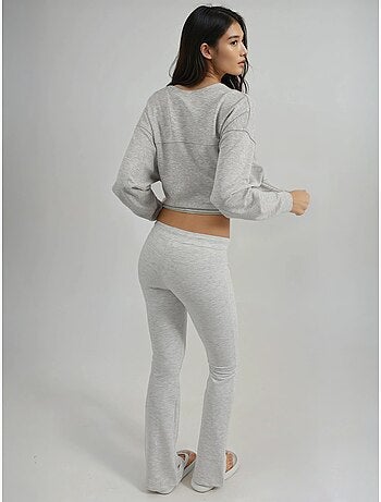 Pantalones de chándal de pierna acampanada de talle medio con cordón busem