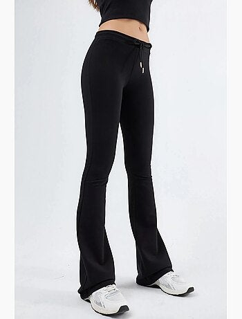 Pantalones de chándal de pierna acampanada de talle medio con cordón busem