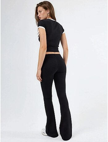 Pantalones de chándal de pierna acampanada de talle medio con cordón busem