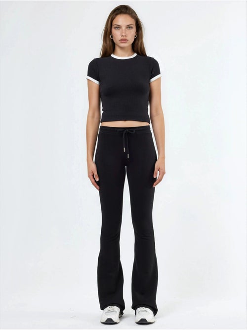 Pantalones de chándal de pierna acampanada de talle medio con cordón busem - Kiabi