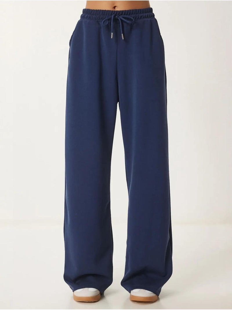 Pantalones de chándal de pierna ancha con cintura de cordón istanbul Azul marino - Kiabi