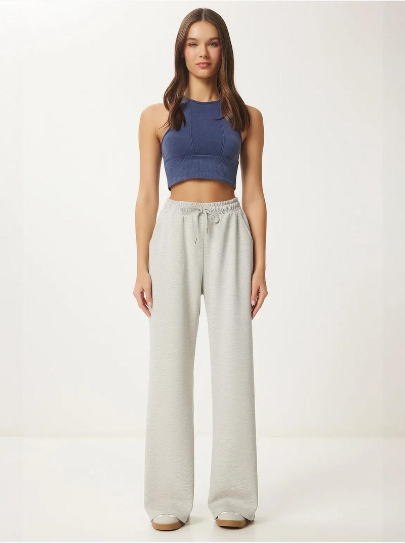 Pantalones de chándal de pierna ancha con cintura de cordón istanbul Gris claro - Kiabi