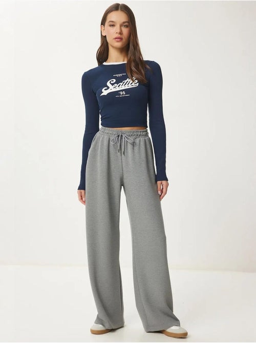 Pantalones de chándal de pierna ancha con cintura de cordón istanbul - Kiabi