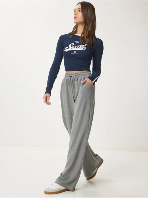 Pantalones de chándal de pierna ancha con cintura de cordón istanbul - Kiabi
