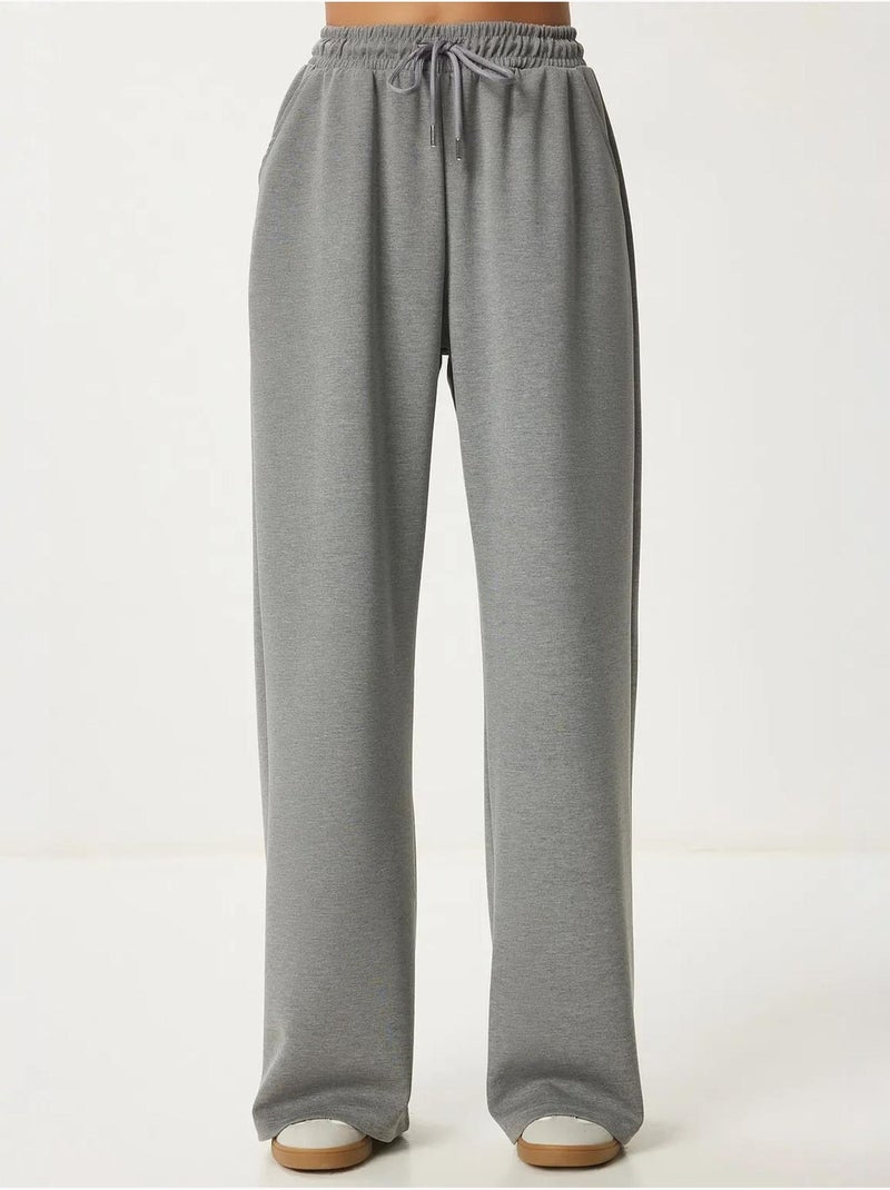 Pantalones de chándal de pierna ancha con cintura de cordón istanbul Gris negro - Kiabi