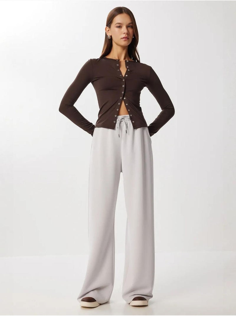 Pantalones de chándal de pierna ancha con cintura de cordón istanbul Gris perla - Kiabi
