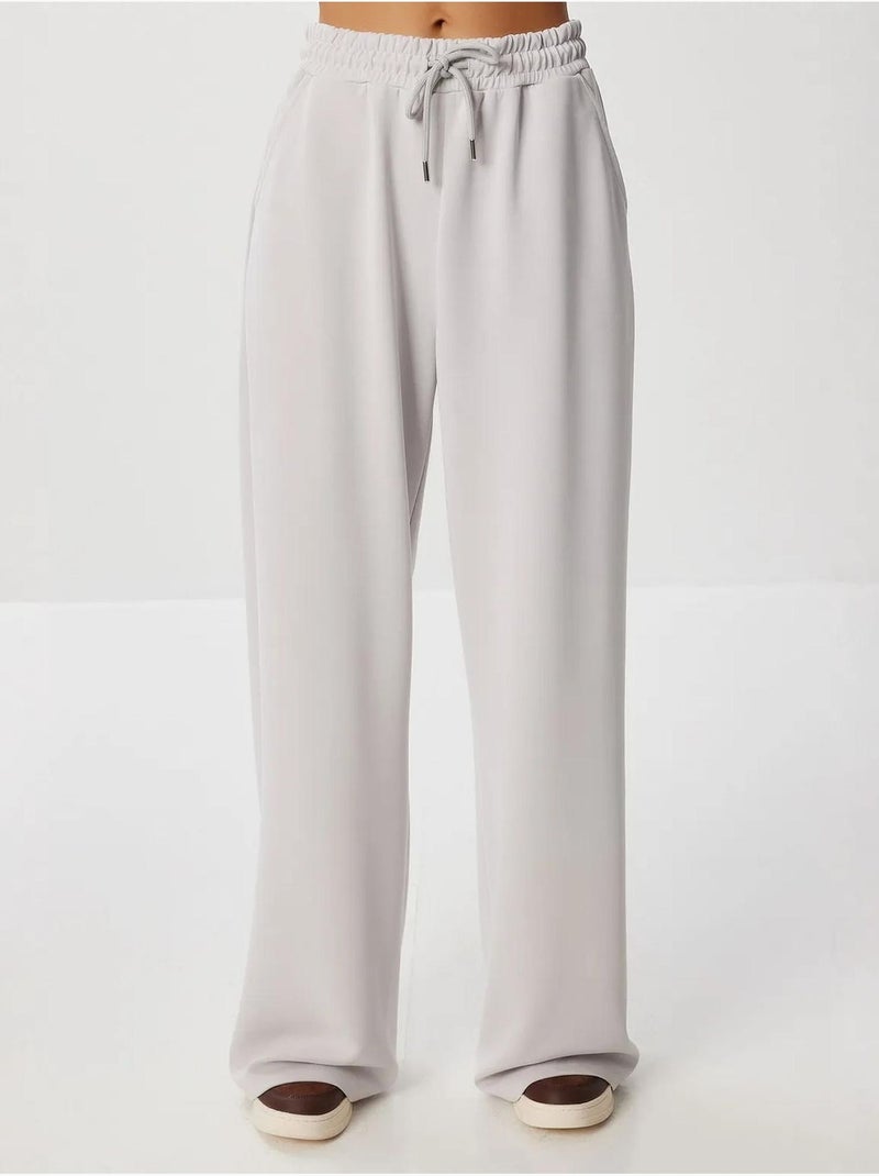 Pantalones de chándal de pierna ancha con cintura de cordón istanbul Gris perla - Kiabi