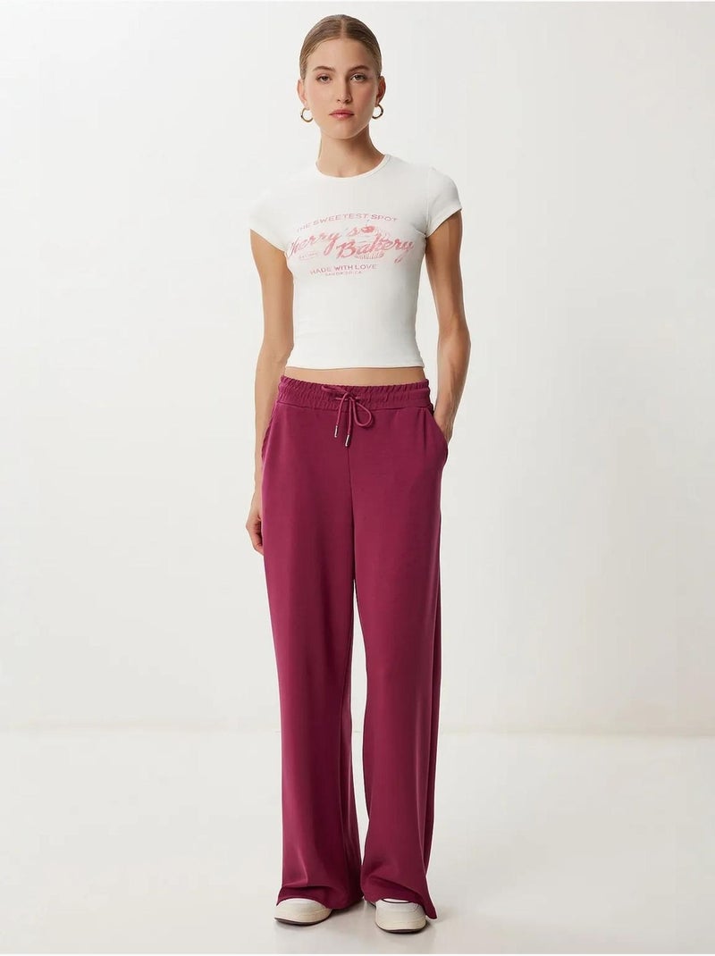 Pantalones de chándal de pierna ancha con cintura de cordón istanbul Magenta - Kiabi