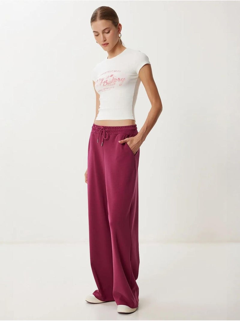 Pantalones de chándal de pierna ancha con cintura de cordón istanbul Magenta - Kiabi