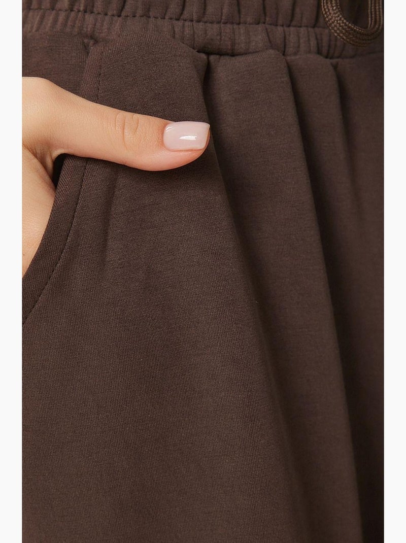 Pantalones de chándal de pierna ancha con cintura de cordón istanbul Marrón chocolate - Kiabi