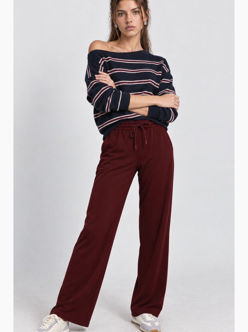 Pantalones de chándal de pierna ancha con cintura de cordón istanbul Rojo burdeos - Kiabi