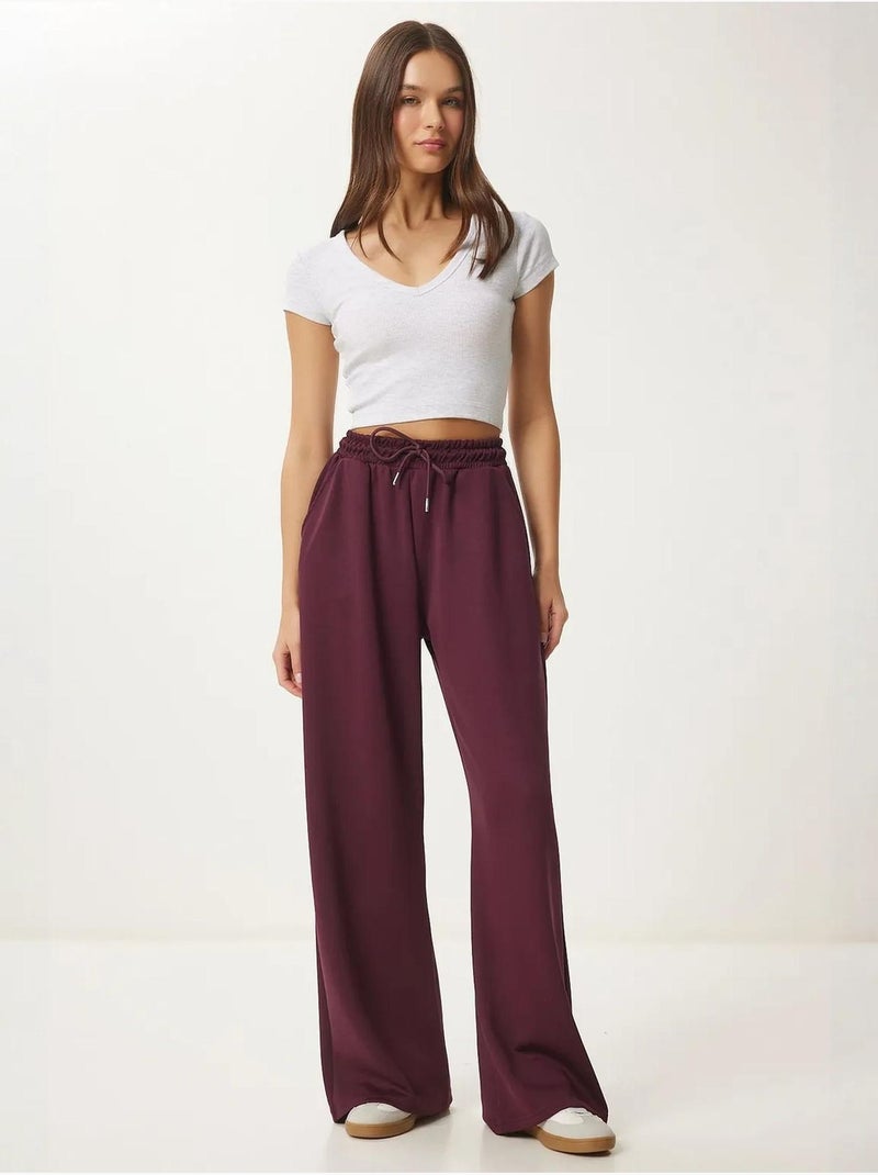 Pantalones de chándal de pierna ancha con cintura de cordón istanbul Rojo burdeos - Kiabi